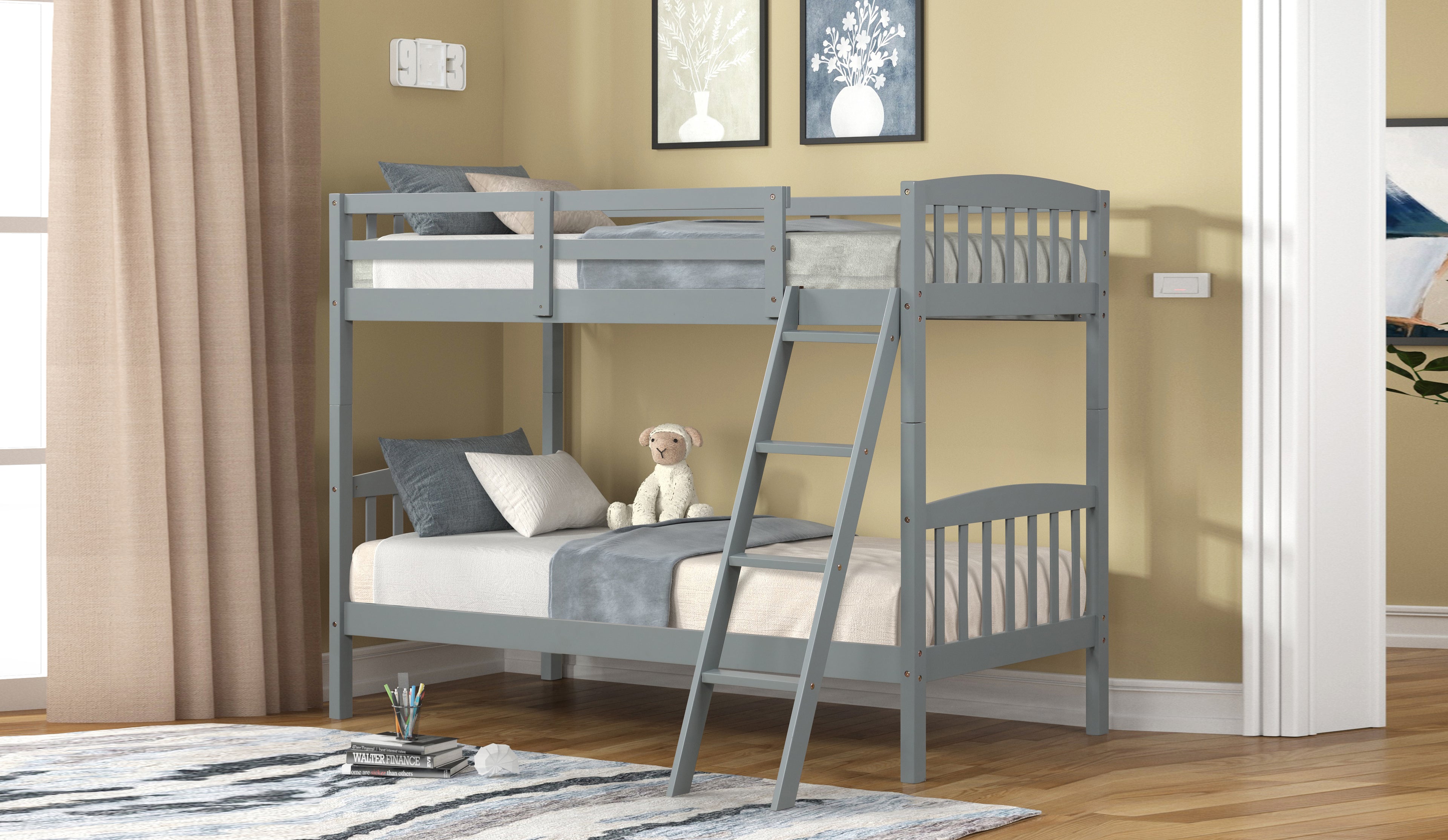 twin/twin  wood bunkbed
