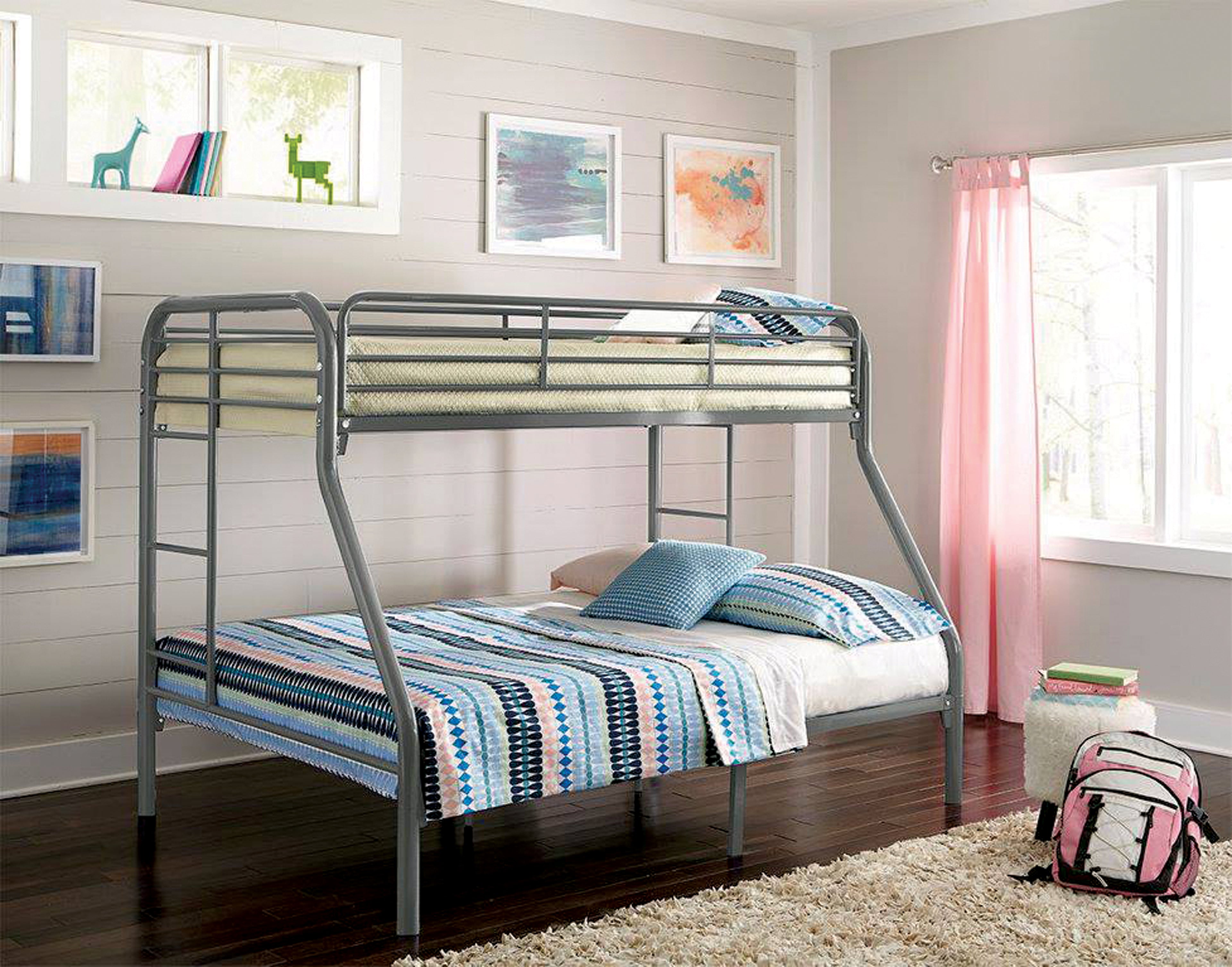 twin/full grey bunkbed